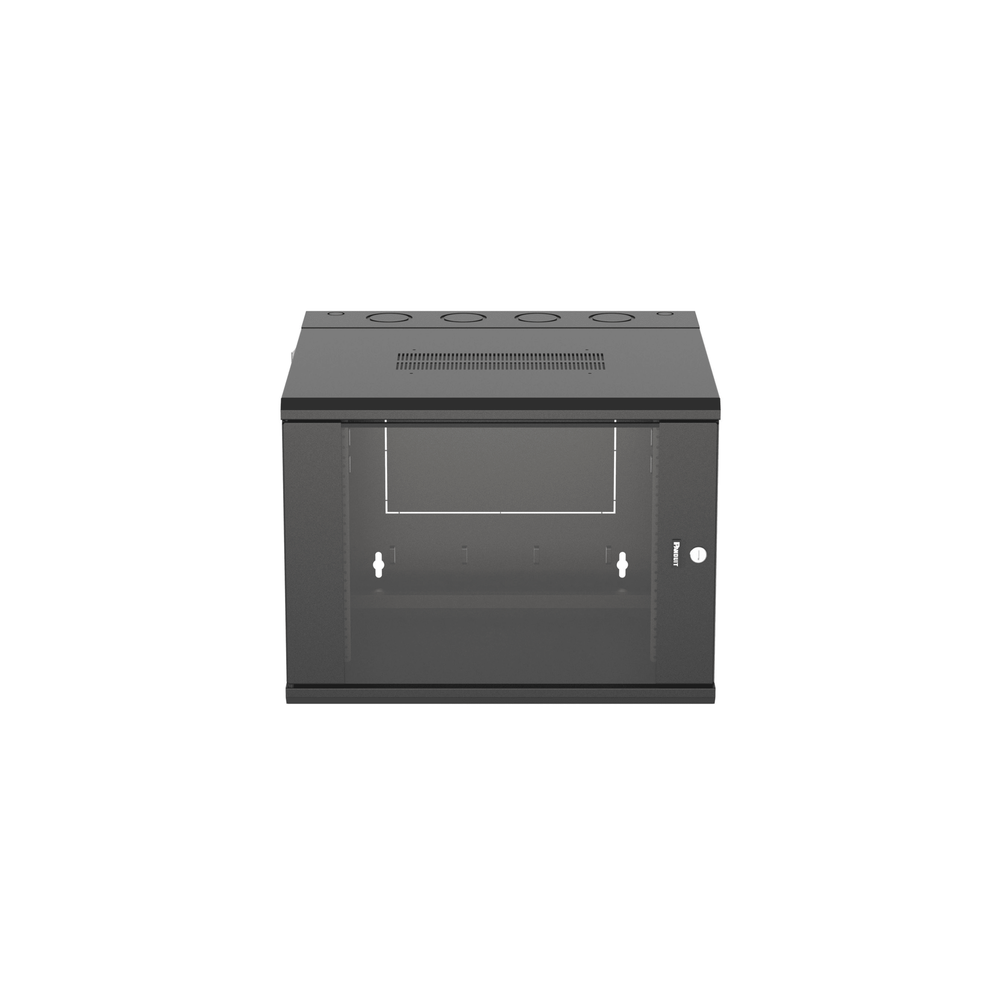 Gabinete PanZone de Montaje en Pared, de 19in, Puerta con Ventana de Seguridad, 9 UR, 635mm de Profundidad, Color Negro