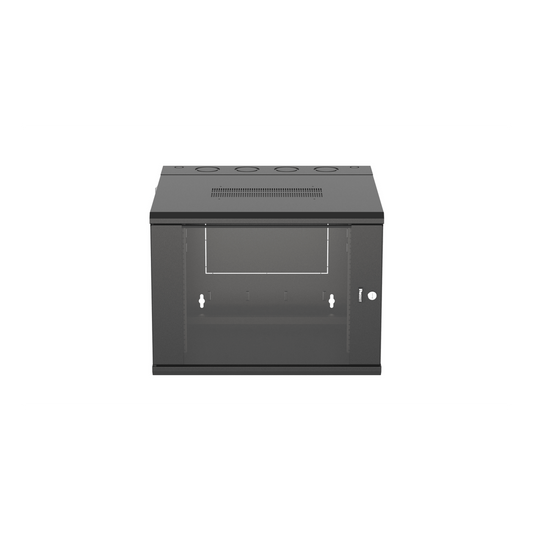 Gabinete PanZone de Montaje en Pared, de 19in, Puerta con Ventana de Seguridad, 9 UR, 635mm de Profundidad, Color Negro