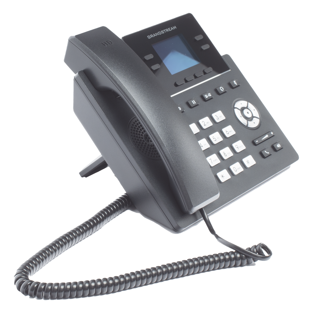 Teléfono IP Grado Operador, 4 líneas SIP con 2 cuentas, puertos Gigabit PoE, pantalla a color 2.4", codec Opus, IPV4/IPV6 con gestión en la nube GDMS