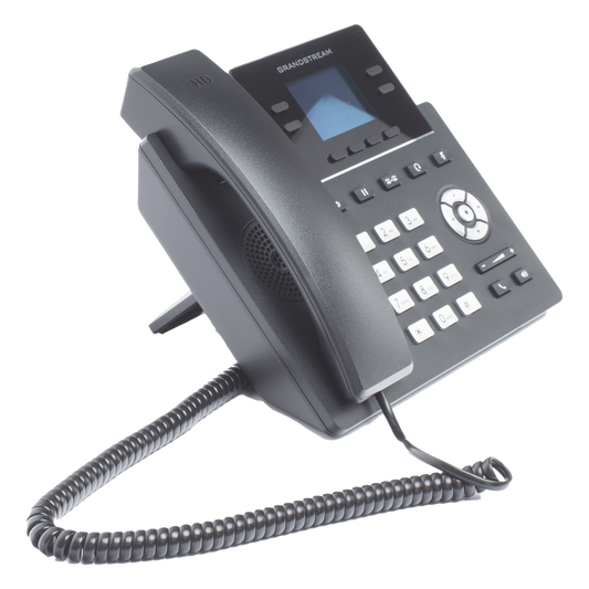 Teléfono IP Grado Operador, 4 líneas SIP con 2 cuentas, puertos Gigabit PoE, pantalla a color 2.4", codec Opus, IPV4/IPV6 con gestión en la nube GDMS
