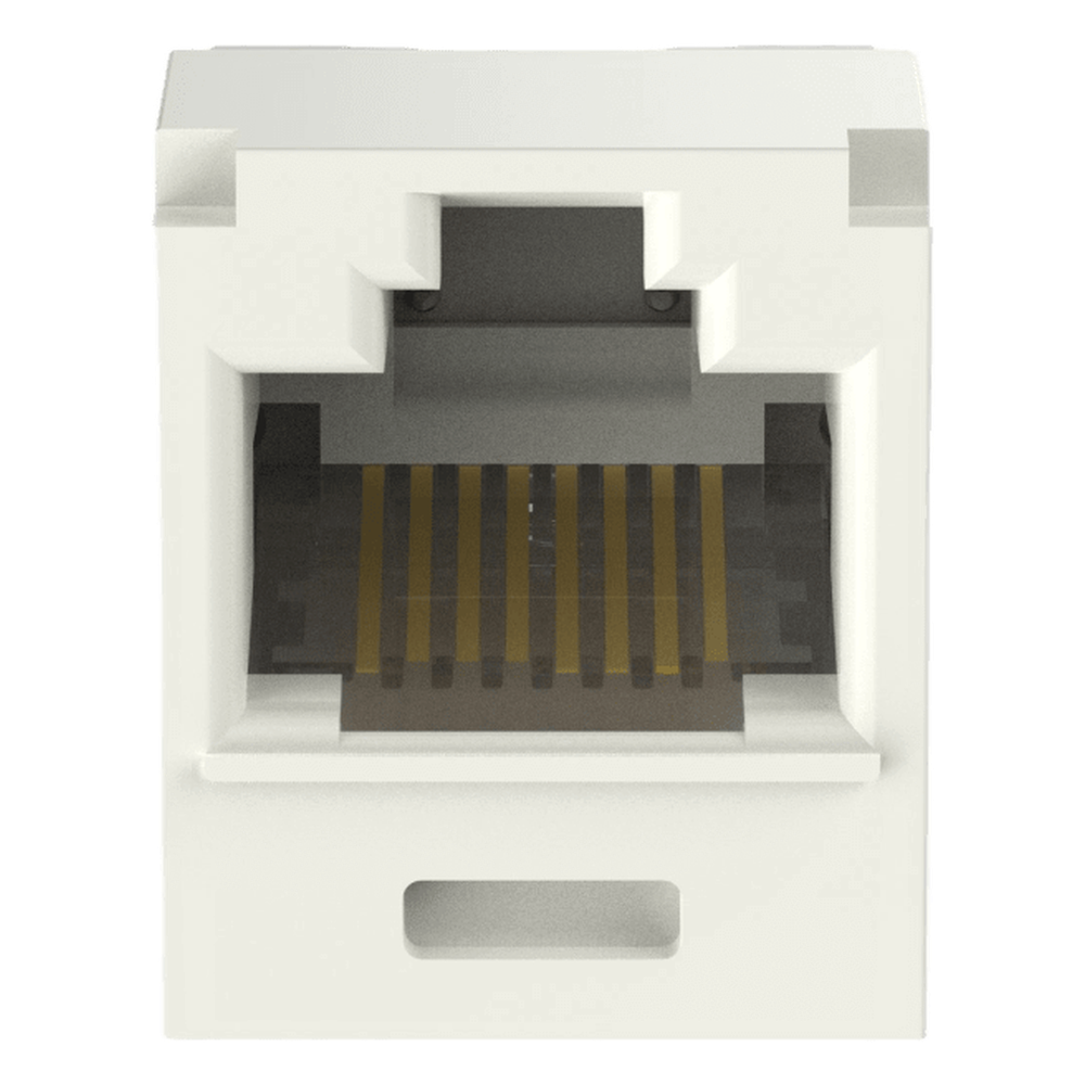 Conector Jack RJ45 Estilo TG, Mini-Com, Categoría 6A, Con Gel Resistente a la Corrosión, de 8 Posiciones y 8 Cables, Color Blanco Mate