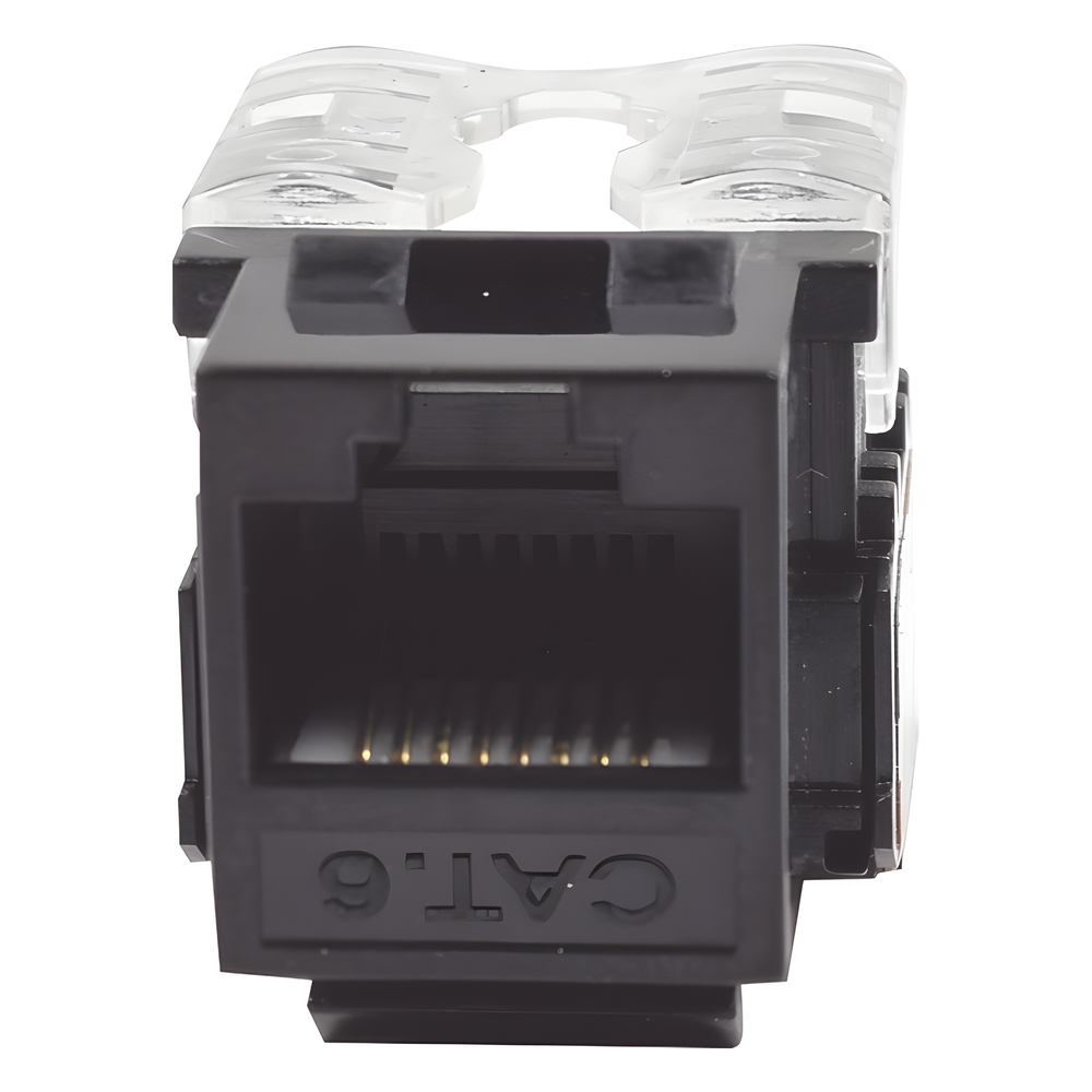 Módulo Jack Keystone Cat6 con Terminación 110 (Punchdown) para Faceplate - Color Negro