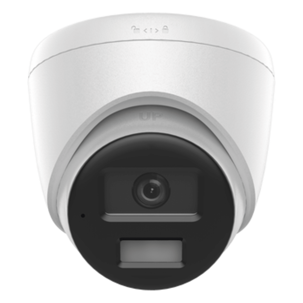 [Dual Light] Turret IP 4 Megapixel  / Lente 2.8 mm / 20 mts IR + 20 mts Luz Blanca / Micrófono Integrado / ACUSENSE Lite / Exterior IP67 / PoE / dWDR / H.265+ / ONVIF
