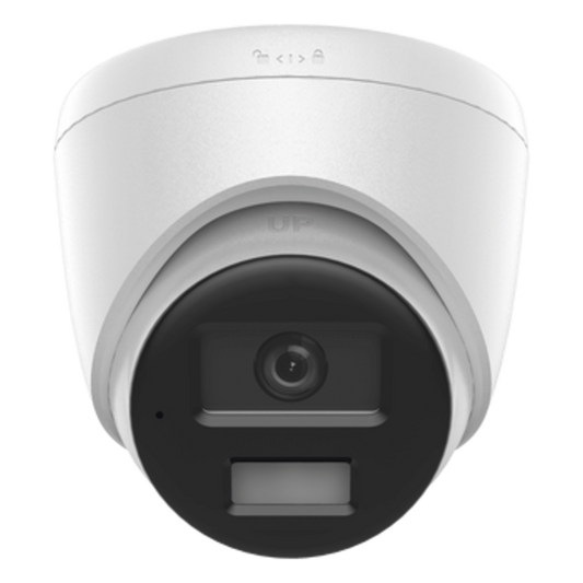 [Dual Light] Turret IP 4 Megapixel  / Lente 2.8 mm / 20 mts IR + 20 mts Luz Blanca / Micrófono Integrado / ACUSENSE Lite / Exterior IP67 / PoE / dWDR / H.265+ / ONVIF