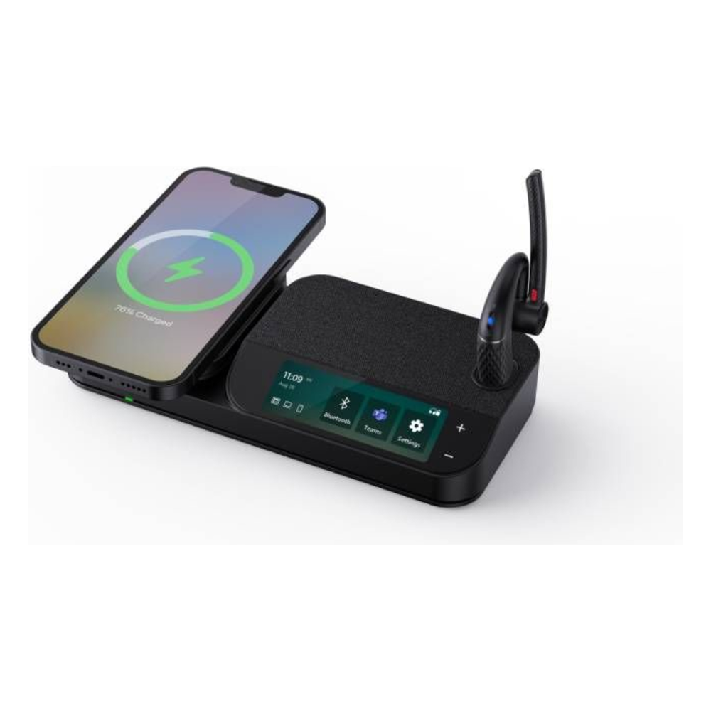 Auricular Bluetooth BH71 con Workstation de Yealink Con Pantalla Táctil de 3" con Cancelación de Ruido y Carga Inalámbrica para Smartphone