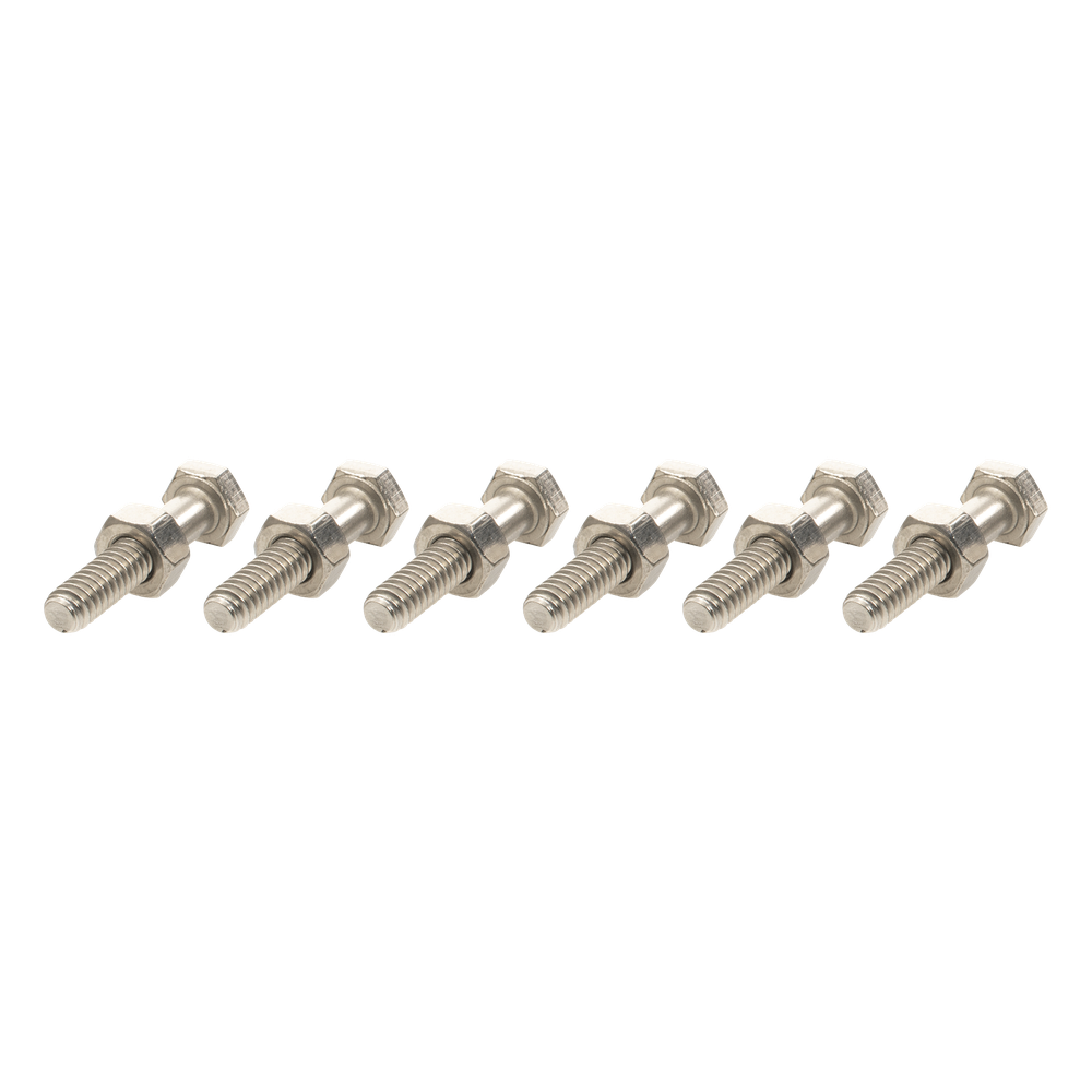 Paquete de 6 tornillos con tuercas de acero inoxidable 1/4 x 1 1/4”.