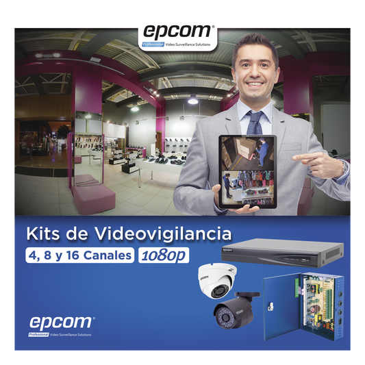 KIT TurboHD 1080p / DVR 16 Canales / 8 Cámaras Bala (exterior 2.8 mm) / 8 Cámaras Eyeball (exterior 2.8 mm) / Transceptores / Conectores / Fuente de Poder Profesional