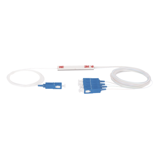 Splitter (Divisor Óptico) tipo PLC, de 1x4, conectores SC/UPC