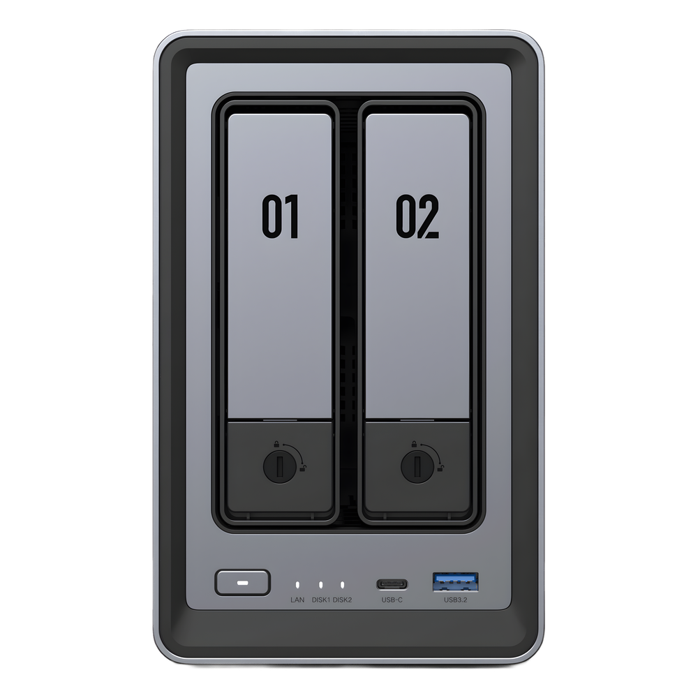 NASync DXP2800 | SO UGOS Pro |  Intel N100 12th Gen Intel® 4 Core™ | 2 Bahías SATA hasta 48TB | 2-Bahias (M.2 NVMe) hasta 16TB | 8GB DDR5 (Exp. a 16GB) | Ethernet 2.5G  | HDMI 4K | 2* USB2.0 | 1*USB 3.2Gen | 1* USB 3.2Gen2 | 1*USB-C 3.2Ge