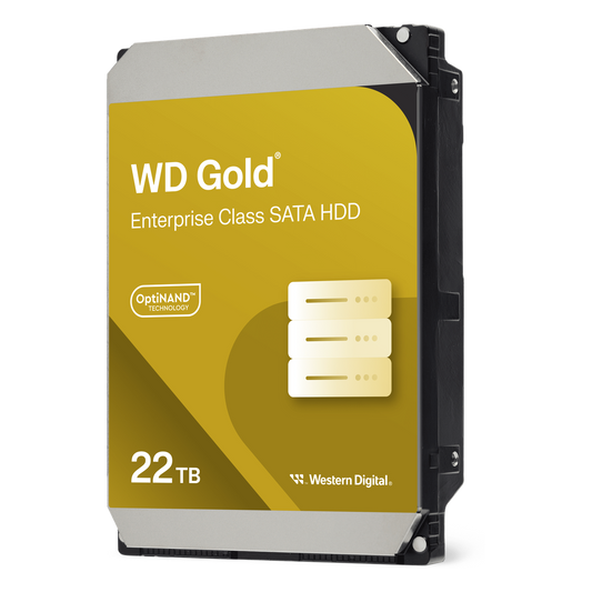Disco Duro Empresarial WD Gold / SATA 6 Gb/s / 22 TB / 7200 RPM / Tecnología HelioSeal / ArmorCache / 5 Años Garantía / 2.5M Horas MTBF