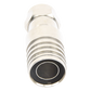 Conector F Macho en 75 Ohm, Plegable para Instalar en Cables Coaxiales RG-11, Cuerpo de Bronce-Niquelado/ Teflón.
