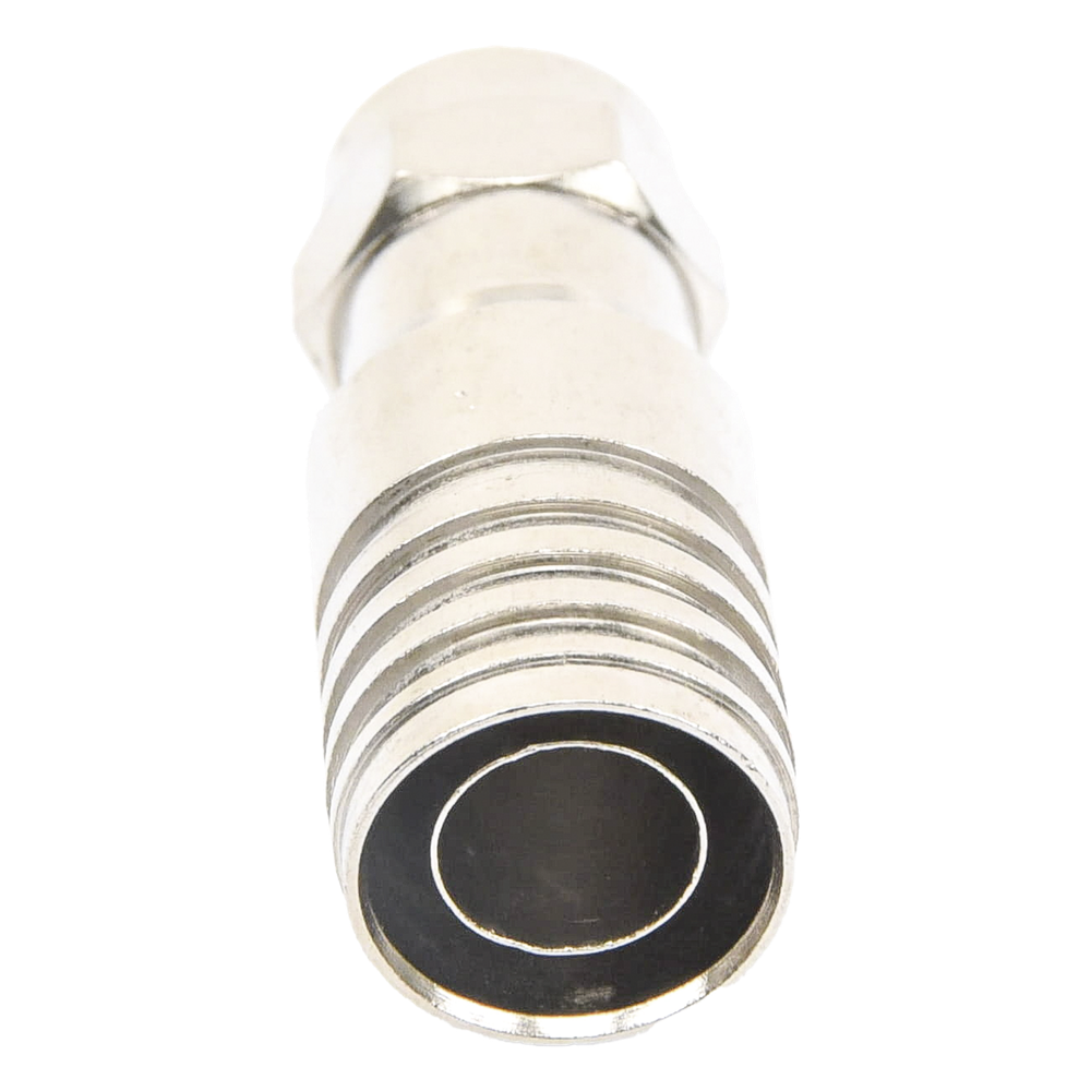 Conector F Macho en 75 Ohm, Plegable para Instalar en Cables Coaxiales RG-11, Cuerpo de Bronce-Niquelado/ Teflón.