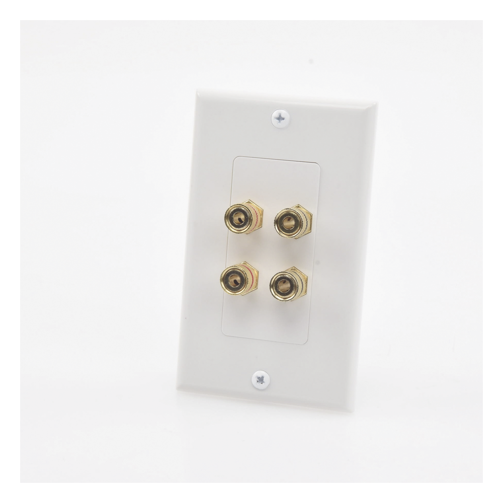 Placa de Pared | Postes de Unión Tipo Banana | Conexión para 2 Altavoces | Fácil Instalación | Conectores Chapados en Oro