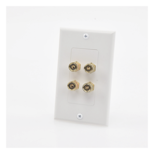 Placa de Pared | Postes de Unión Tipo Banana | Conexión para 2 Altavoces | Fácil Instalación | Conectores Chapados en Oro