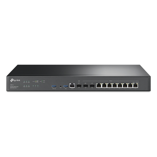 Router Omada VPN /  SDN Multi-WAN 10G / 1 Puerto WAN SFP+ 10G / 1 Puerto WAN/LAN SFP+ 10G / 1 Puerto WAN/LAN SFP 1G / 8 puertos LAN/WAN 1G / 2 Puertos USB / 2.3 Millones Sesiones Concurrentes / Administración Centralizada OMADA SDN.