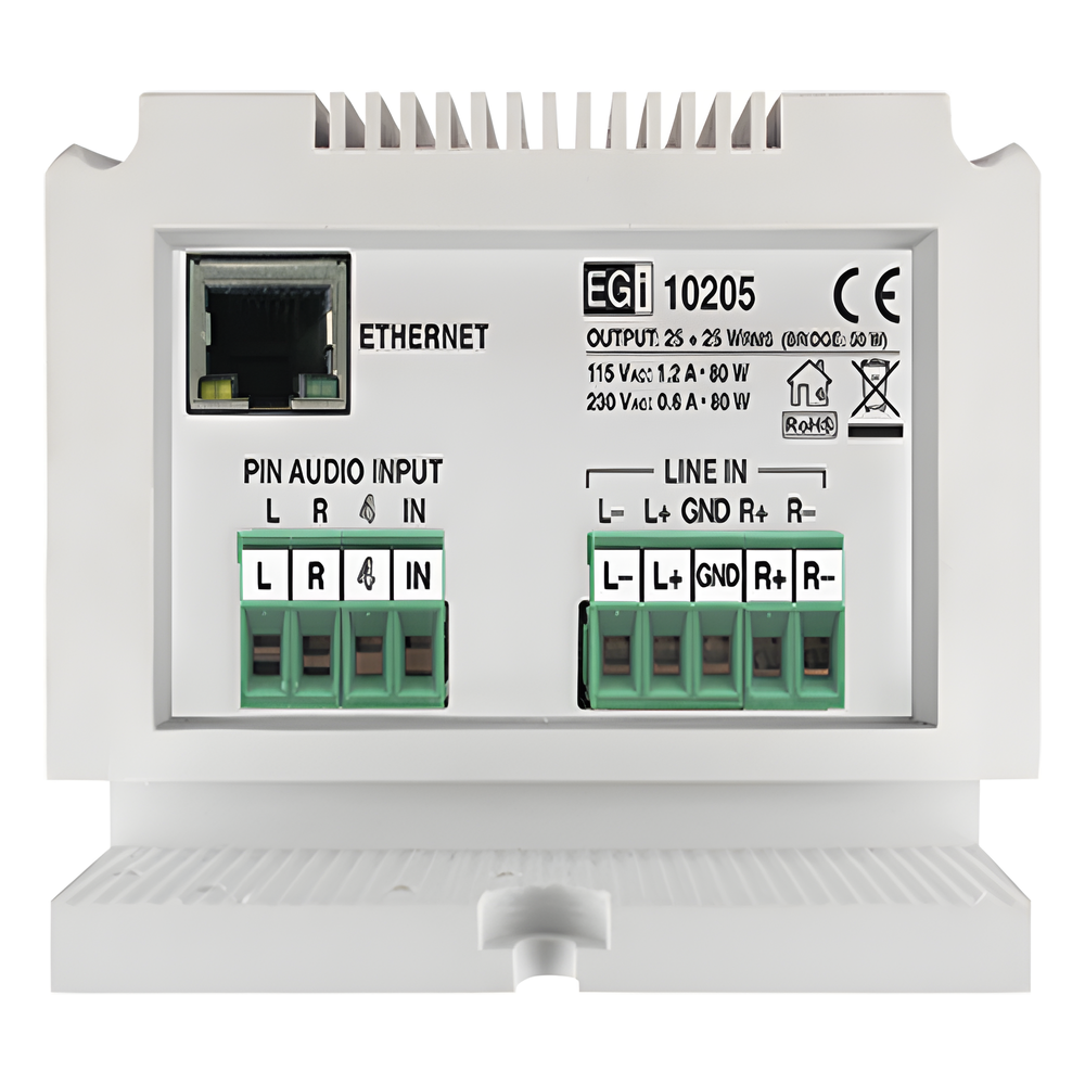 ETAPA DE POTENCIA DE AUDIO IP 2X25W O 1X50W EN FORMATO CARRIL DIN ESTÉREO/MONO