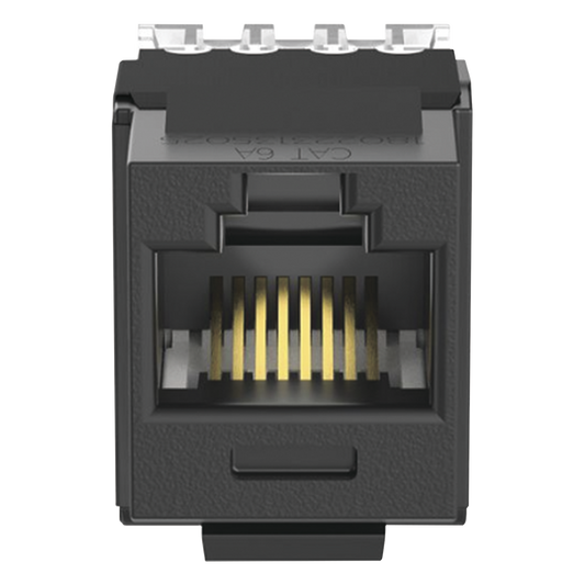 Conector Jack Estilo 110 (de Impacto), Tipo Keystone, Categoría 6A, de 8 Posiciones y 8 Cables, Color Negro