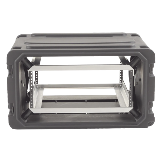 Gabinete Plástico Móvil con Amortiguador con Rack de 19", 4 Unidades.