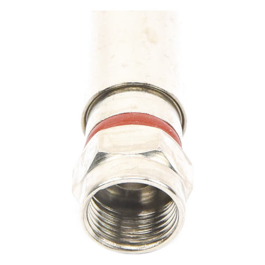 Conector F Macho de Compresión, Metálico para cable RG-6, Cuerpo de Bronce Niquelado.