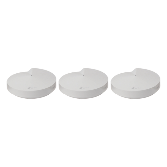 Kit 3 Routers Inalámbricos MESH Interior para Hogar / Doble Banda Wi-Fi 5 AC1300 Mbps / 2 Puerto Gigabit WAN/LAN / 4 Antenas Internas / Administración Mediante la App Deco (iOS, Android) / Protección HomeCare