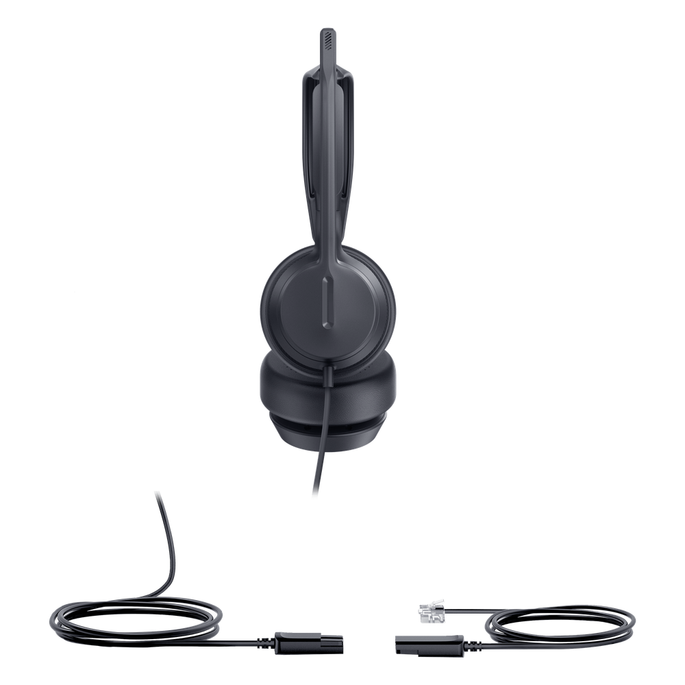 Diadema Analógica Alámbrica YHS36 E2 Dual de Yealink Over-the-Head con Micrófono Antiruido Conexión QD a RJ9 y Protección Auditiva ActiveProtection