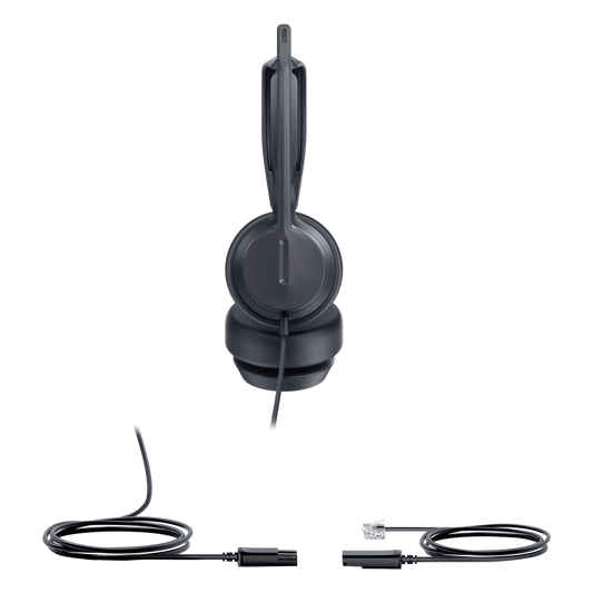 Diadema Analógica Alámbrica YHS36 E2 Dual de Yealink Over-the-Head con Micrófono Antiruido Conexión QD a RJ9 y Protección Auditiva ActiveProtection