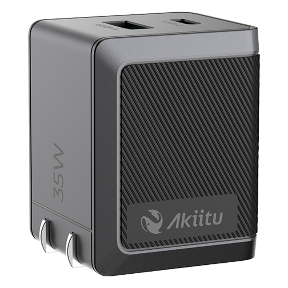 Cargador GaN III 35W / USB-C PD 35W + USB-A 22.5W / Doble Puerto Simultáneo / PD3.0 PPS QC4.0 AFC SCP FCP / Diseño Plegable de Bolsillo / Protección Integral 6 Capas
