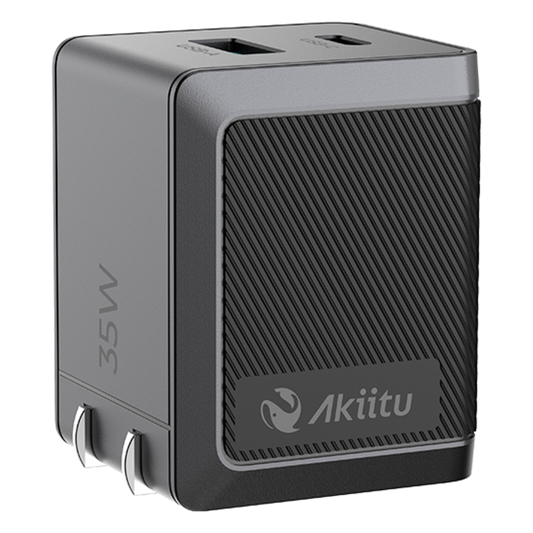 Cargador GaN III 35W / USB-C PD 35W + USB-A 22.5W / Doble Puerto Simultáneo / PD3.0 PPS QC4.0 AFC SCP FCP / Diseño Plegable de Bolsillo / Protección Integral 6 Capas
