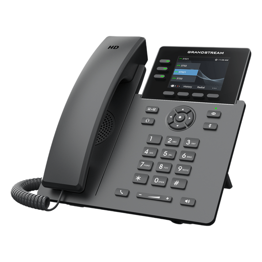 Teléfono IP Grado Operador / 3 Líneas / 12 Botones Virtuales Multiuso / Pantalla LCD 2.8 Pulgadas / Puertos Gigabit con PoE / Audio HD / Compatible con GDMS