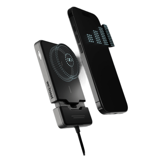 Kit Amplificador de Señal Celular para Vehículo / Prioridad para un Dispositivo / Con cargador Inalámbrico Magnético Qi2 / Antena Magnética Exterior / 23 dB de Ganancia / Tri Banda / 50 Ohm / SMA Hembra