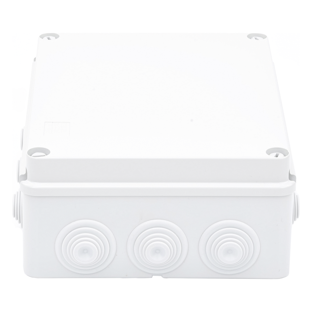 Caja Estanca de PVC Para Derivación y Conexión, 12 Entradas, Tapa Atornillada, 240x190x90 mm (Área interna), Uso Exterior IP55, Material que no Propaga el Fuego y Libre de Hálogenos