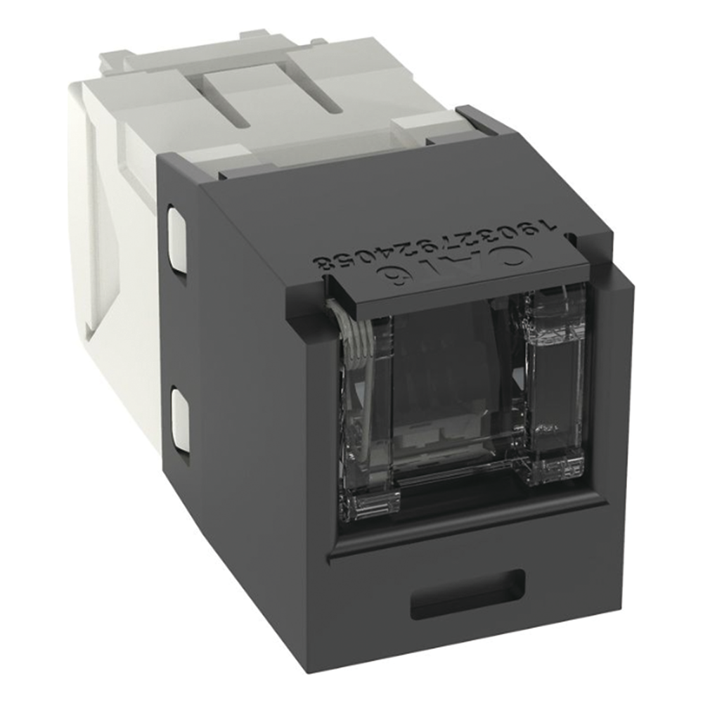 Conector Jack RJ45 Estilo TG con Ventana, Mini-Com, Categoría 6, de 8 Posiciones y 8 Cables, Color Negro