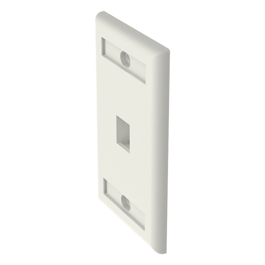 Placa de Pared Vertical, Salida Para 1 Puerto Keystone, Con Espacios Para Etiquetas, Color Blanco Mate