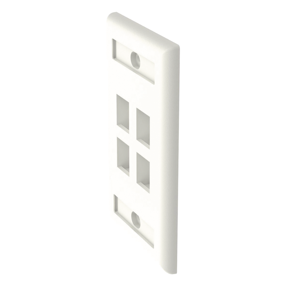 Placa de Pared Vertical, Salida Para 4 Puertos Keystone, Con Espacios Para Etiquetas, Color Blanco Mate