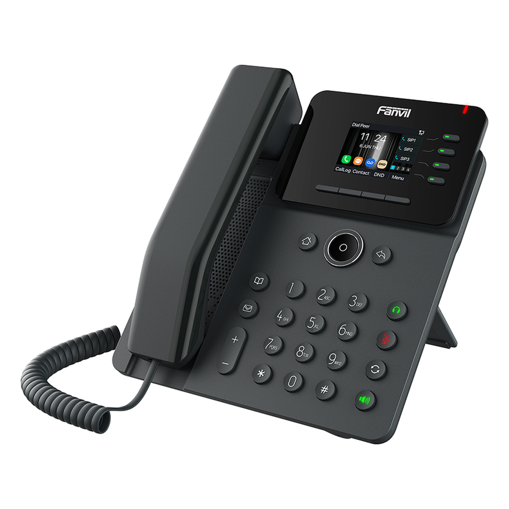Teléfono IP Empresarial, 4 líneas SIP, pantalla a color 2.4", PoE, puertos Gigabit, conferencia local de 6 vías.