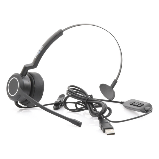 Audífonos USB de Diadema MONO con Audio HD / Micrófono con Cancelación de Ruido / Calidad para uso en Oficina