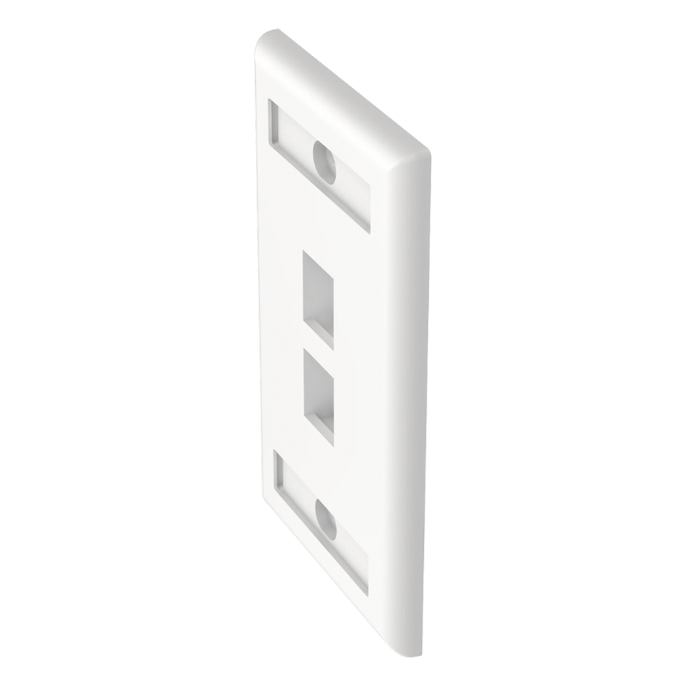 Placa de Pared Vertical, Salida Para 2 Puertos Keystone, Con Espacios Para Etiquetas, Color Blanco