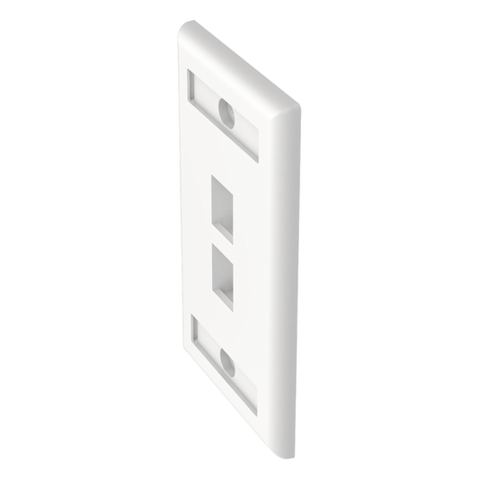 Placa de Pared Vertical, Salida Para 2 Puertos Keystone, Con Espacios Para Etiquetas, Color Blanco