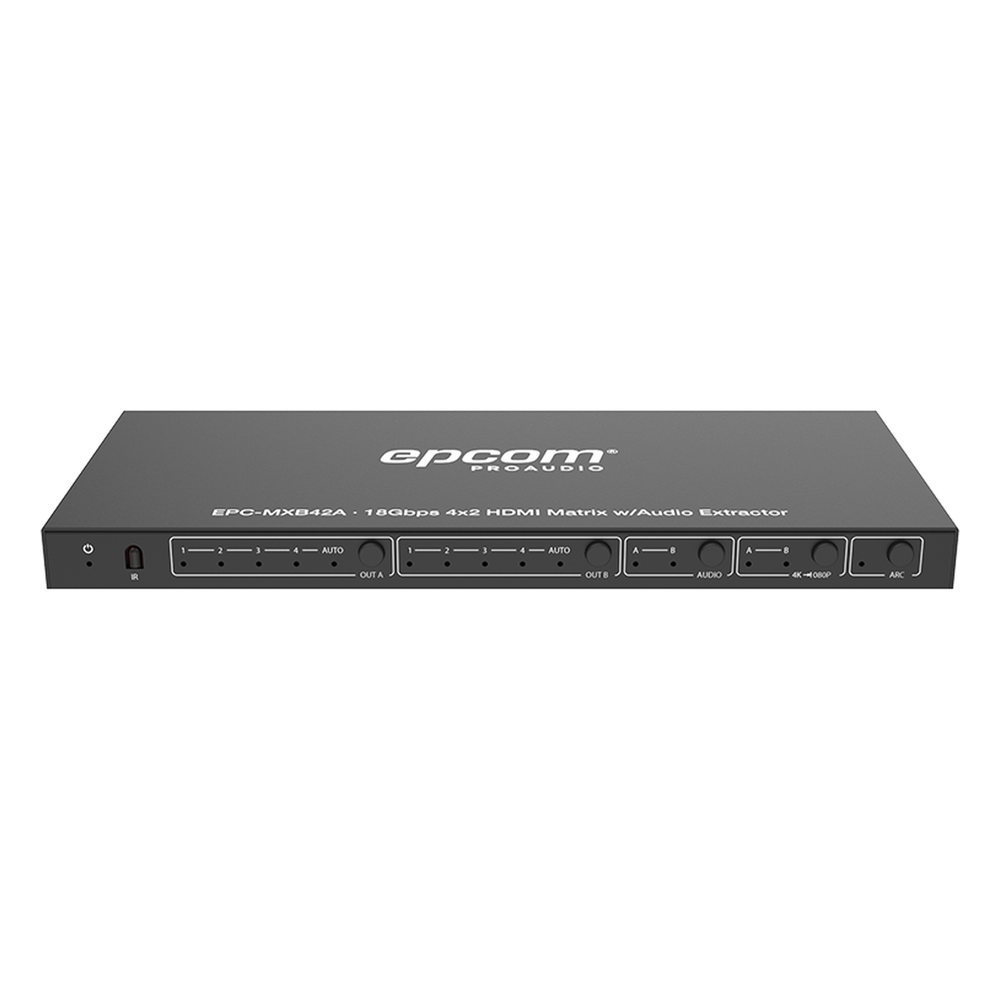 Matricial HDMI | 4x2 | 4K2K@60Hz | HDR | YCbCr 4:4:4 | EDID Auto | Extractor de Audio | Salida de audio análoga y digitalizados | HDCP 2.2 | 18 Gbps