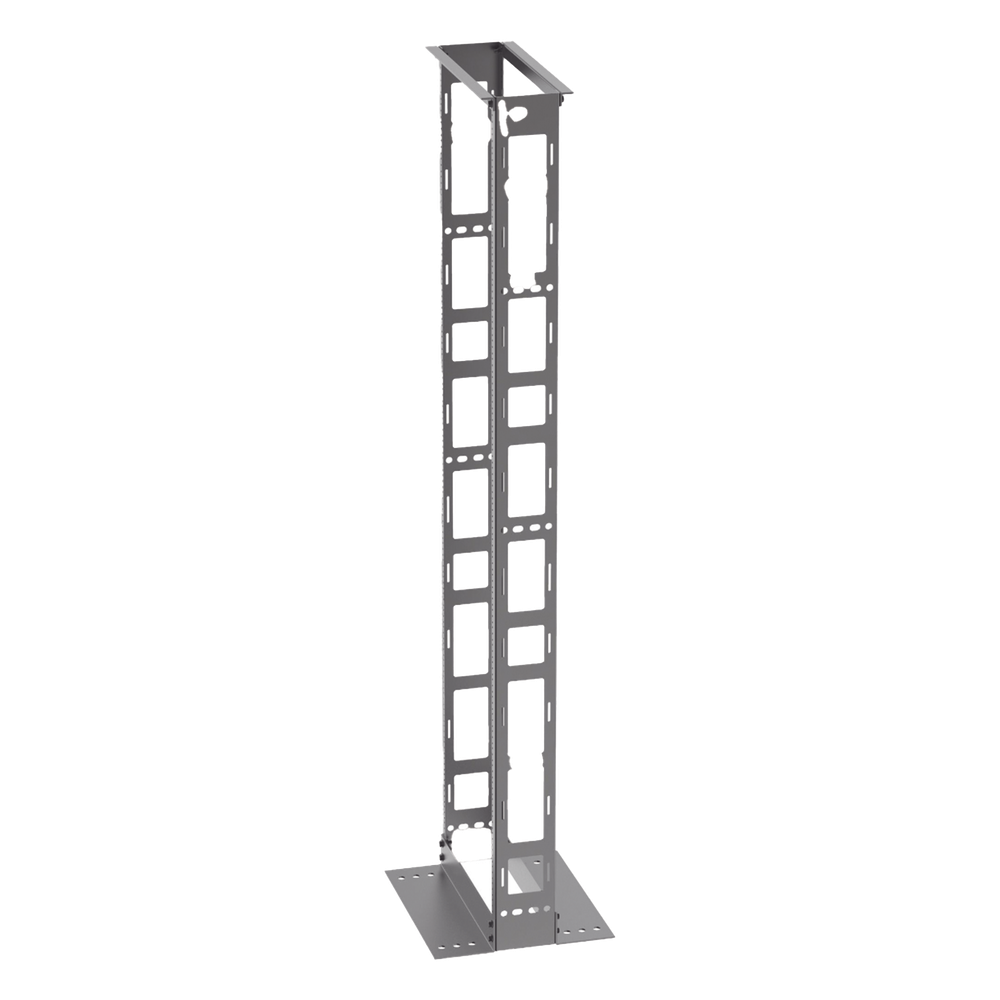 Rack de Dos Postes Estándar de 19 in, Rieles Numerados y Roscados #12-24, 6 in de Profundidad, Fabricado en Acero, 45 Unidades de Rack, Color Negro