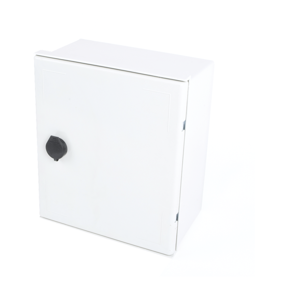 Gabinete de Poliéster IP65 Uso en Intemperie (250 x 300 x 140 mm) con Placa Trasera Interior de Plástico (Incluye Chapa y Llave).