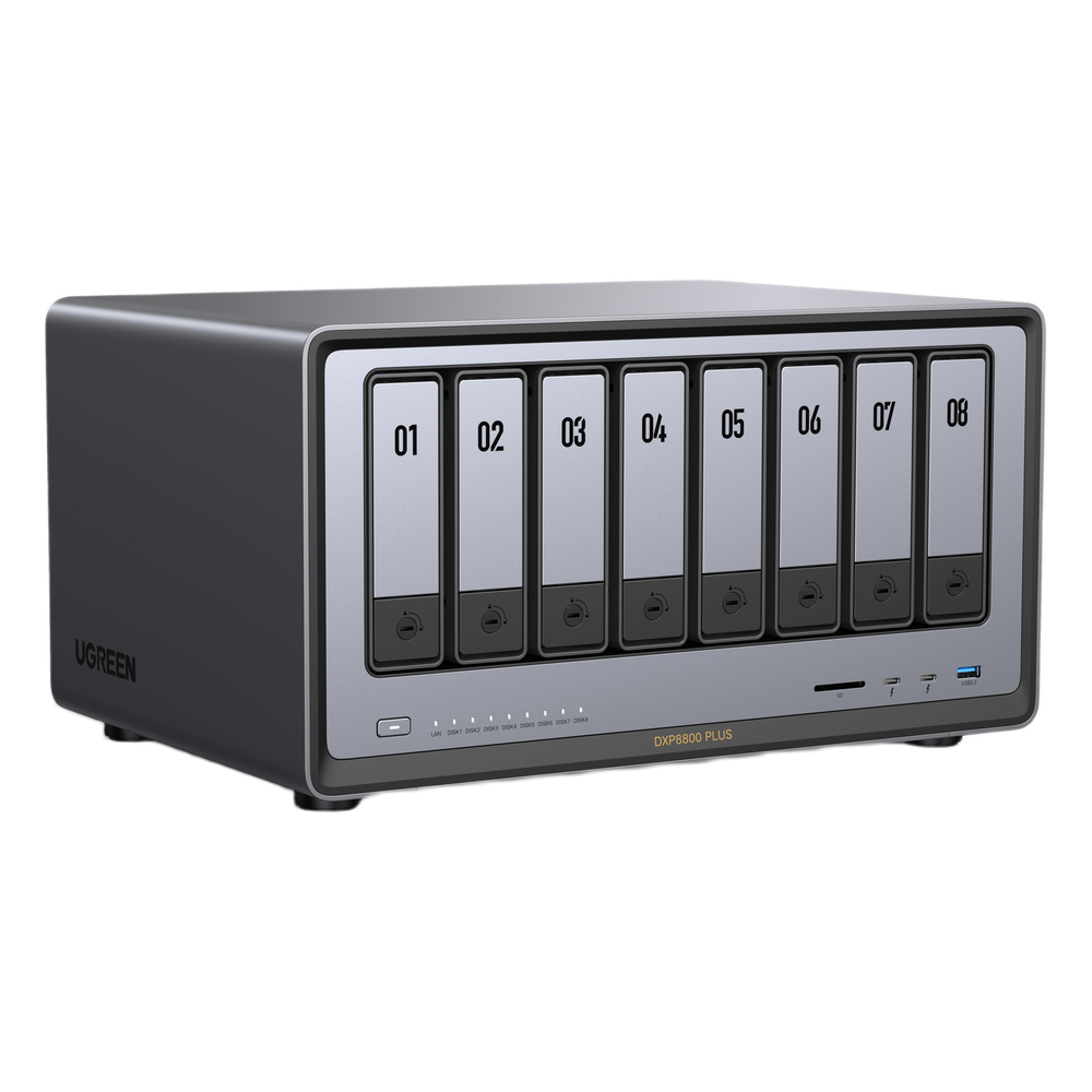 NAS UGREEN NASync DXP8800 Plus / Intel Core i5-1235U 10 Núcleos / 8 Bahías SATA + 2 M.2 NVMe / 2 Puertos 10GbE / Thunderbolt 4 / HDMI 8K / DDR5 Expandible 64GB / PCIe 4.0 x4