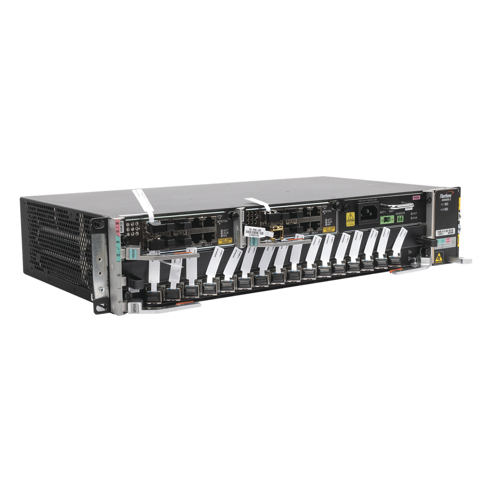 OLT Carrier Class Modular GPON, 2 Ranuras, Incluye 1 Tarjeta GPOA de 16 puertos GPON, 1 Fuente de CA, 2 UR, Gestión por UNM2000, CLI, Incluye Instalación de Software UNM2000, (Interoperabilidad con ONUs de Terceros sin Costo)