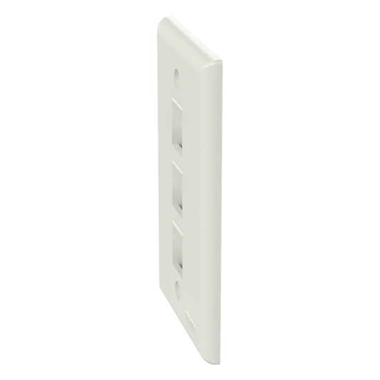 Placa de Pared Vertical, Salida Para 3 Puertos Keystone, Color Blanco Mate