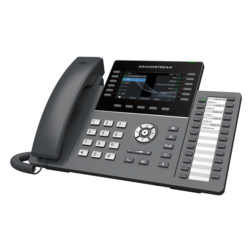 TELÉFONO IP PROFESIONAL DE 12 LÍNEAS / 24 TECLAS DE EXTENSIÓN PROGRAMABLES / WI-FI 6 / POE INTEGRADO / PANTALLA LCD 4.3 PULGADAS / SEGURIDAD DE NIVEL EMPRESARIAL / BLUETOOTH INTEGRADO / COMPATIBLE CON GDMS / AUDIO HD CON NOISE-SHIELD