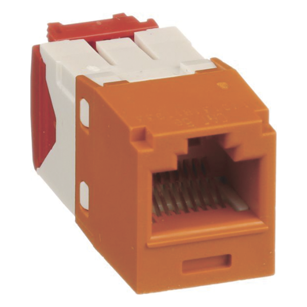 Conector Jack RJ45 Estilo TG, Mini-Com, Categoría 5e, de 8 Posiciones y 8 Cables, Color Naranja