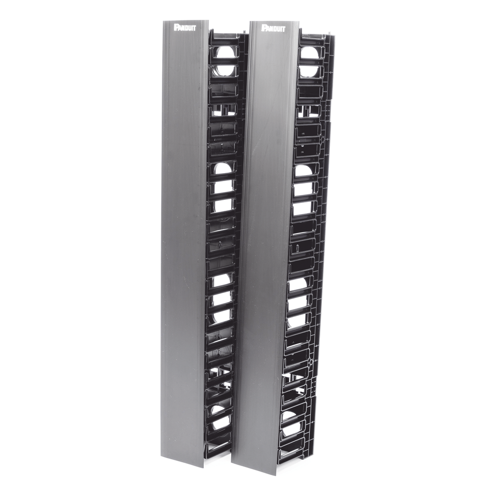 Organizador Vertical NetRunner, Doble (Frontal y Posterior), Para Rack Abierto de 45 Unidades, 4.9in de Ancho, Color Negro