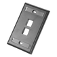 Placa de Pared Vertical, Salida Para 2 Puertos Keystone, Con Espacios Para Etiquetas, Color Negro