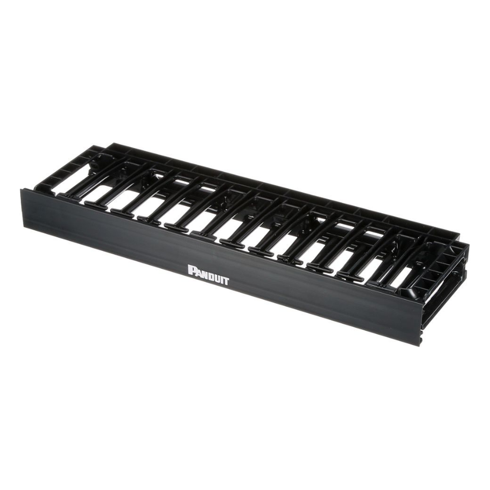 Organizador de Cables Horizontal NetManager de Alta Densidad, Sencillo (Solo Frontal), Para Rack de 19in, 1UR