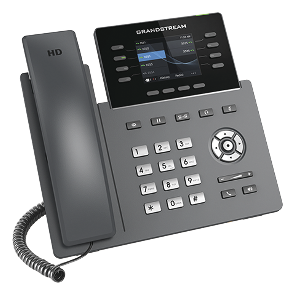 Teléfono IP Wi-Fi, Grado Operador, 8 líneas SIP con 4 cuentas, pantalla a color 2.8", puertos Gigabit, Bluetooth, PoE, codec Opus, IPV4/IPV6 con gestión en la nube GDMS